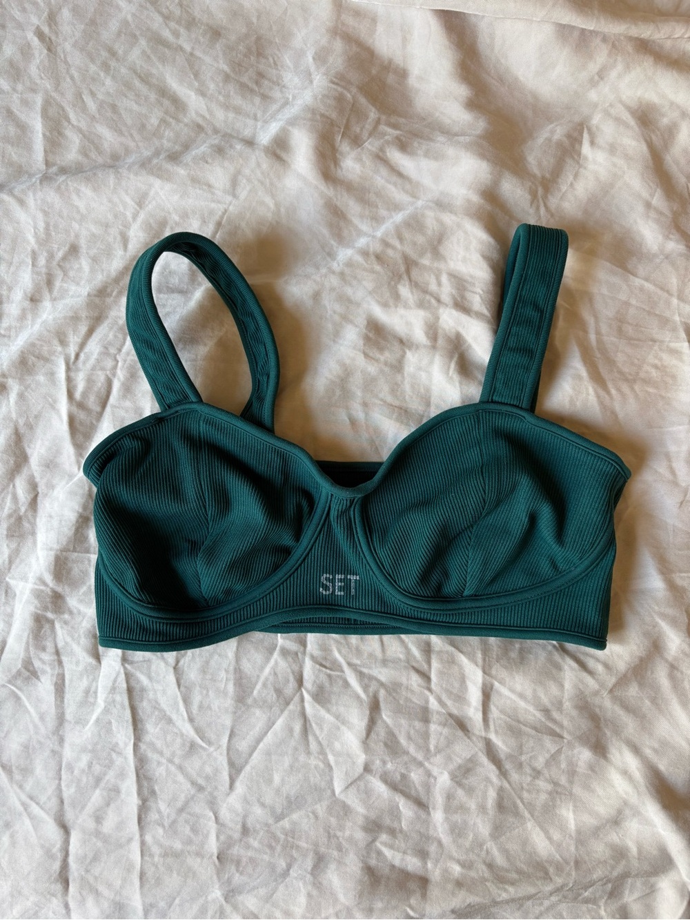 SET Active Ribbed Sports Bra in Green